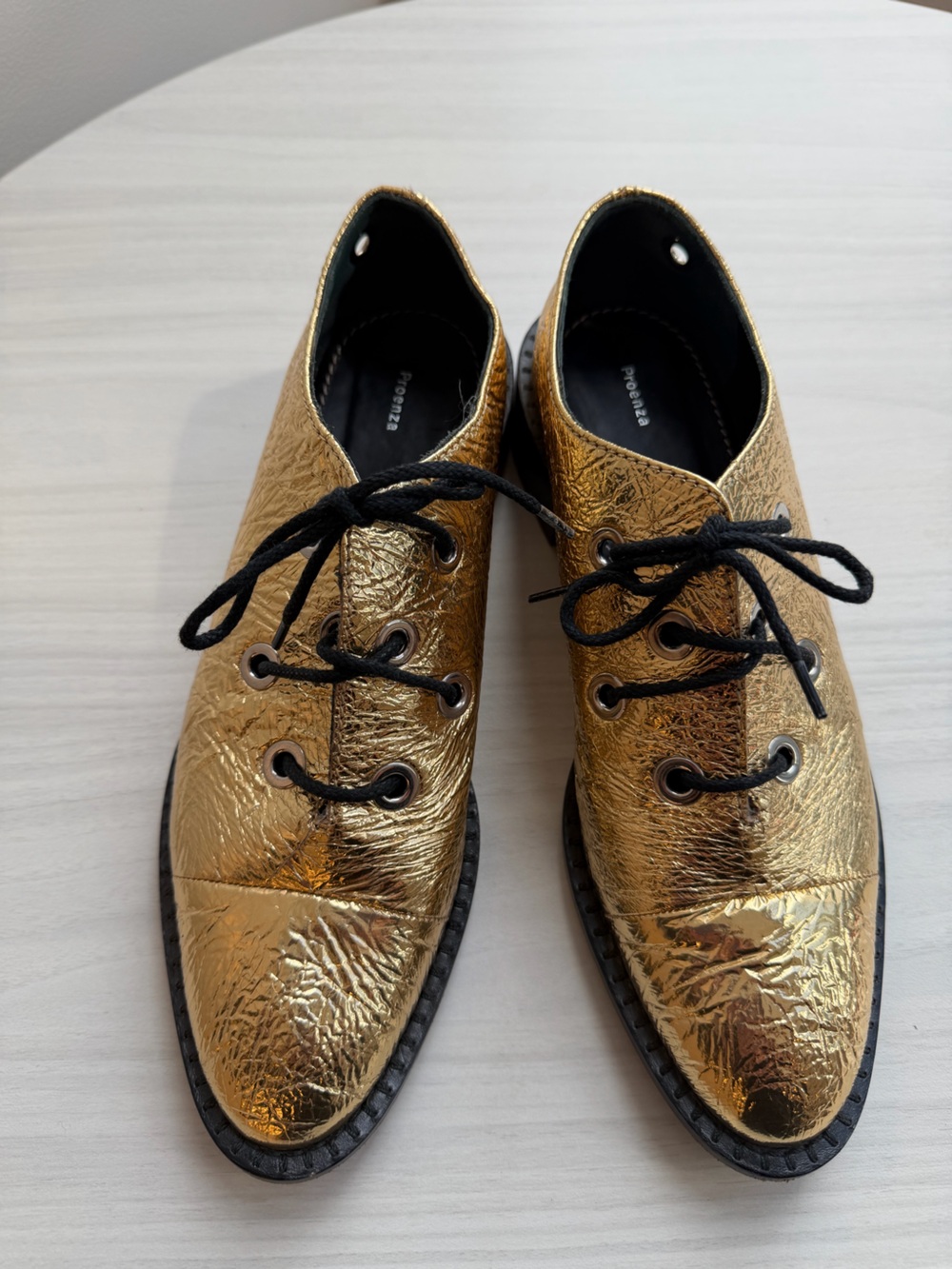 Proenza Schouler crinkled gold oxfords size 39 women - Picture 2 of 5